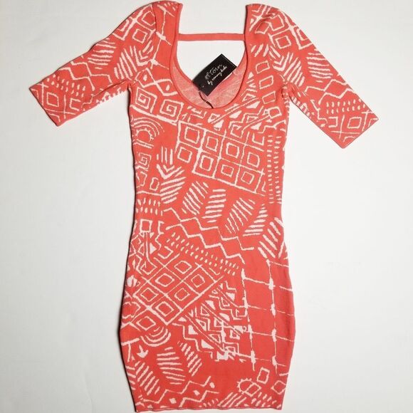NEW Torn by Ronny Kobo X-Small Geometric Print Bodycon Casey Mini Dress - Picture 4 of 8
